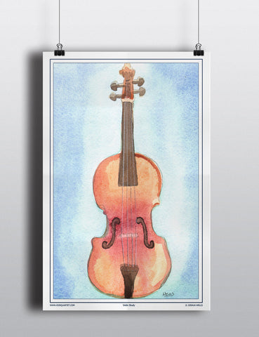 Watercolor Violin Poster